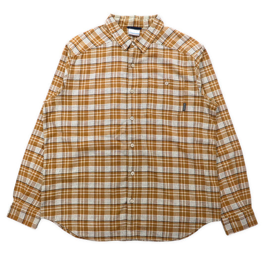 日本然リトテ-古着オンライン-Columbia フランネルシャツ L ベージュ チェック コットン AM1523-COLUMBIA FLANNEL SHIRT L Beige CHECKED Cotton AM1523