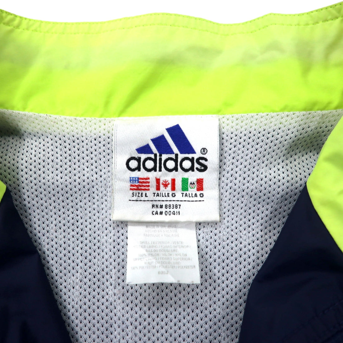 Adidas 90s Nylon Jacket L Navy 3 Stripes Flag Tag Big Size