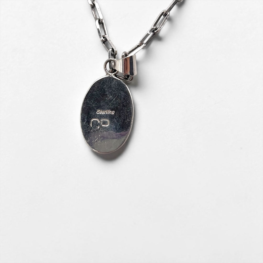Sterling Silver Necklace ココペリ ホピ族 インディアンジュエリー シルバーネックレス チェーン CP刻印 オーバル STERLING