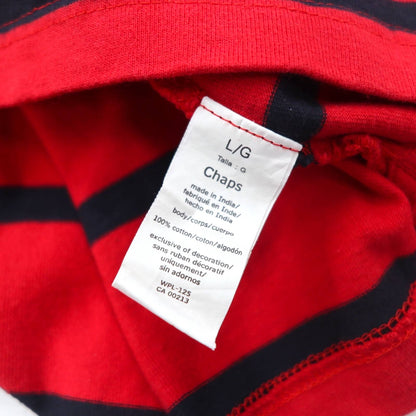 CHAPS Half Zip Sweatshirt L Red Border Cotton One Point Logo Embroidery