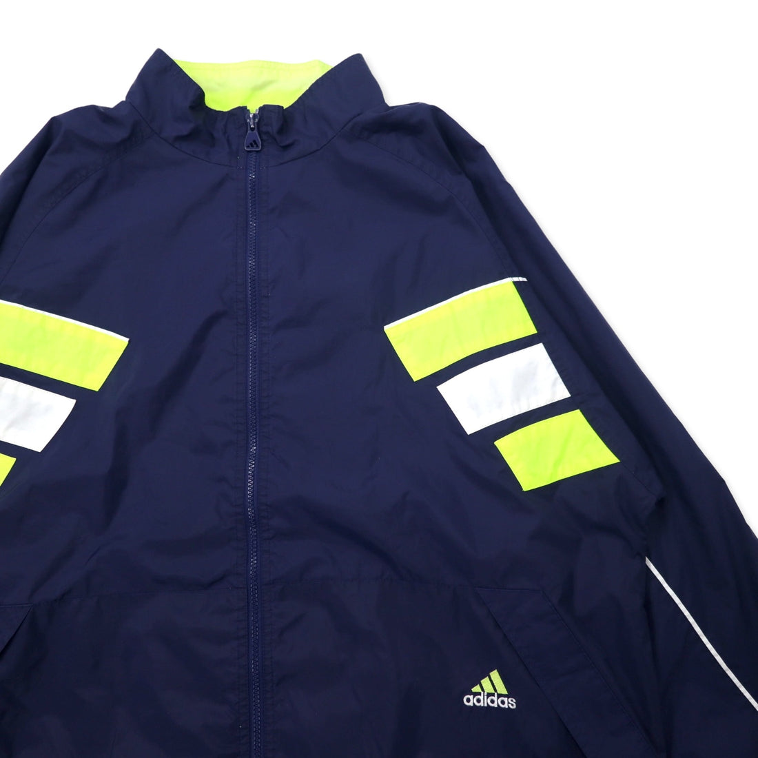 Adidas 90s Nylon Jacket L Navy 3 Stripes Flag Tag Big Size