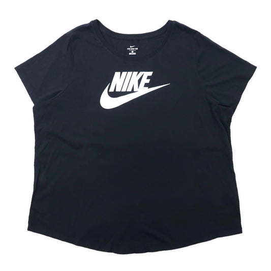 日本然リトテ-古着オンライン-NIKE ビッグサイズ スウォッシュロゴ プリントTシャツ 3X ブラック コットン-NIKE Big Size Swash Logo Print T-Shirt 3X Black Cotton