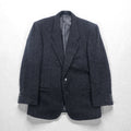 FRANCESCO FIORDELLI Tweed 2B Tailored Jacket, Leather, Medium, Wool, Charcoal Gray