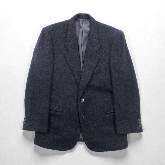 FRANCESCO FIORDELLI ツイード 2B テーラードジャケット ブレザー M ウール チャコールグレー