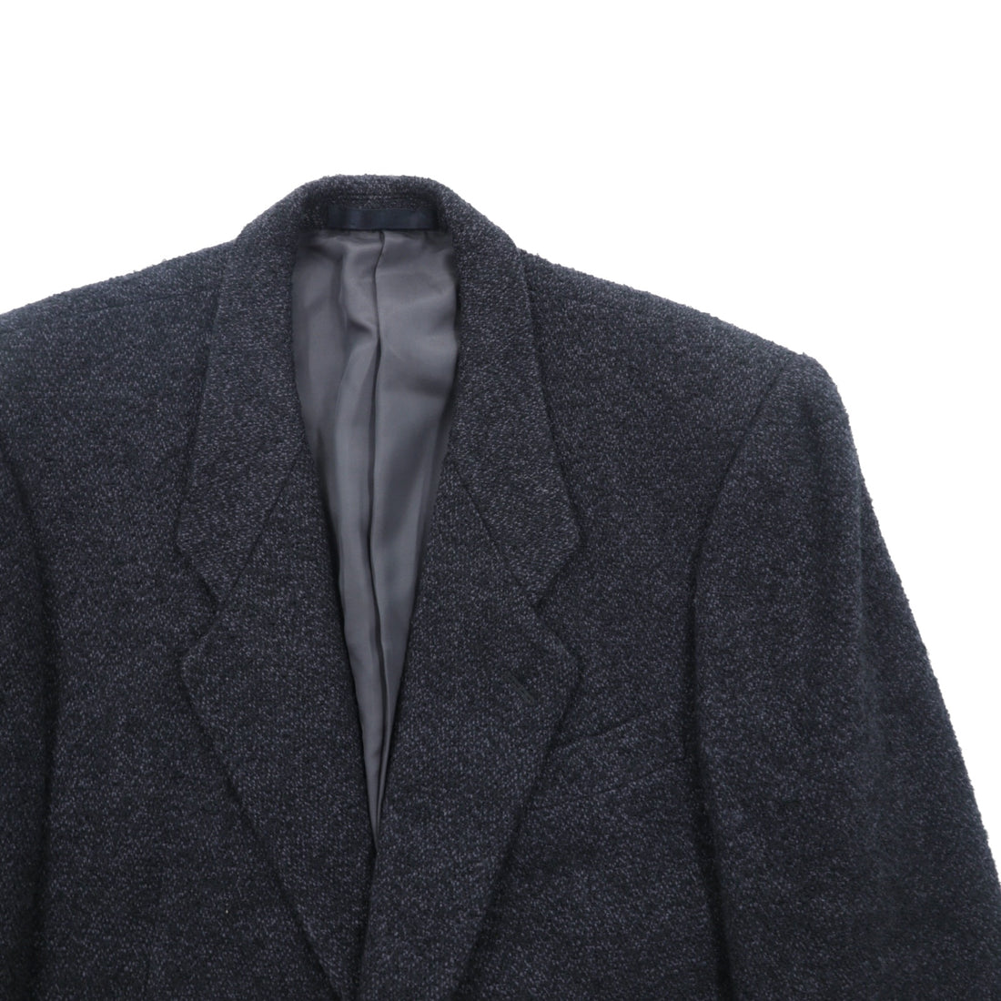 FRANCESCO FIORDELLI Tweed 2B Tailored Jacket, Leather, Medium, Wool, Charcoal Gray