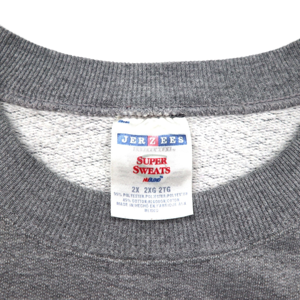 Vintage College Sweatshirt by JERZEES, College Print, Gray, Size 2XL, WOLVERINES