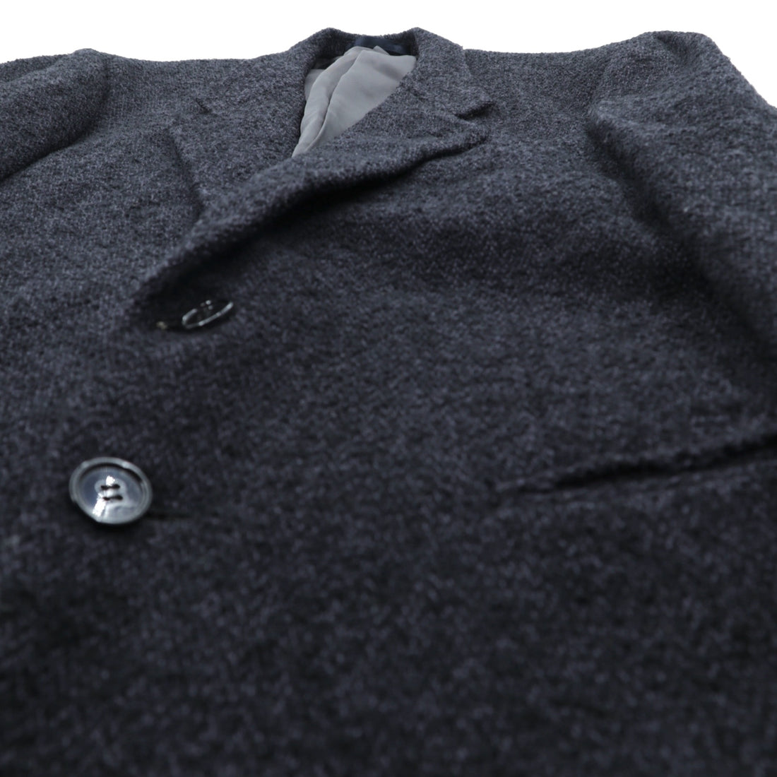 FRANCESCO FIORDELLI Tweed 2B Tailored Jacket, Leather, Medium, Wool, Charcoal Gray
