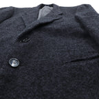 FRANCESCO FIORDELLI Tweed 2B Tailored Jacket, Leather, Medium, Wool, Charcoal Gray
