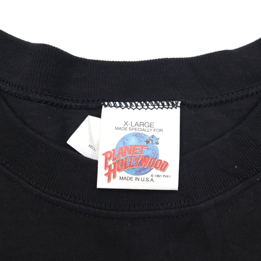 PLANET HOLLYWOOD 90年代 USA製 ロゴプリント Tシャツ XL ブラック コットン ATLANTIC CITY