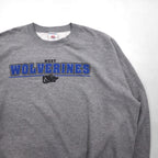 Vintage College Sweatshirt by JERZEES, College Print, Gray, Size 2XL, WOLVERINES