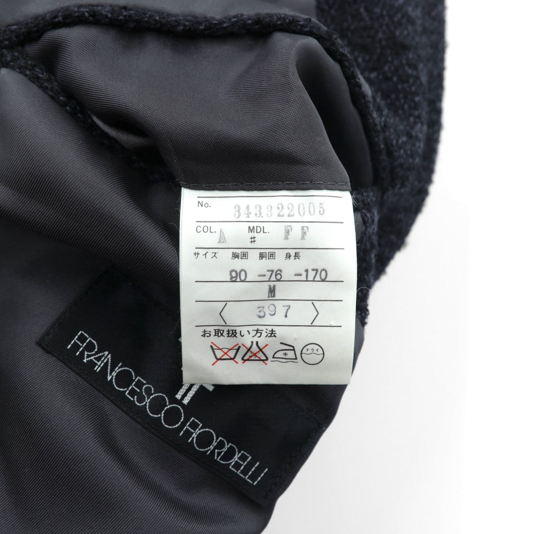 FRANCESCO FIORDELLI Tweed 2B Tailored Jacket, Leather, Medium, Wool, Charcoal Gray