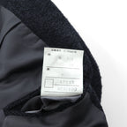 FRANCESCO FIORDELLI Tweed 2B Tailored Jacket, Leather, Medium, Wool, Charcoal Gray
