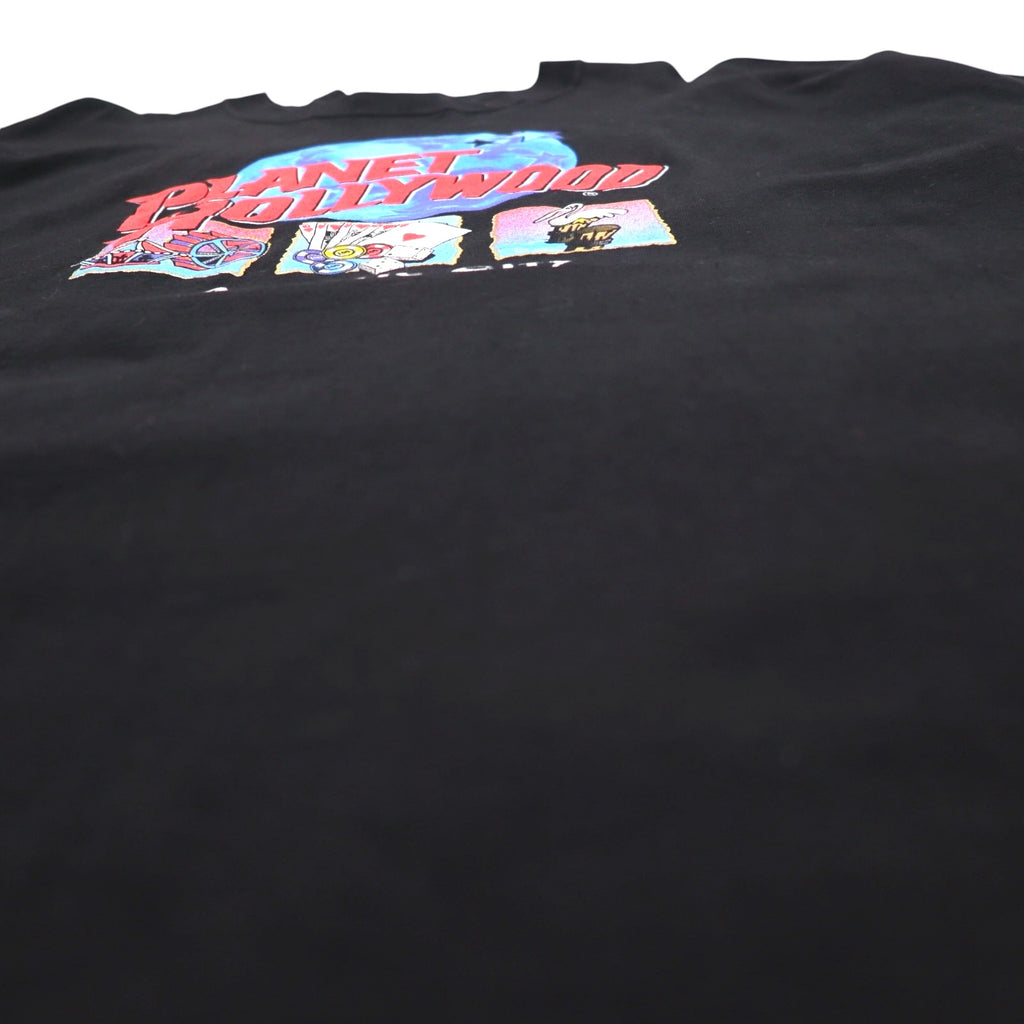 PLANET HOLLYWOOD 90年代 USA製 ロゴプリント Tシャツ XL ブラック コットン ATLANTIC CITY