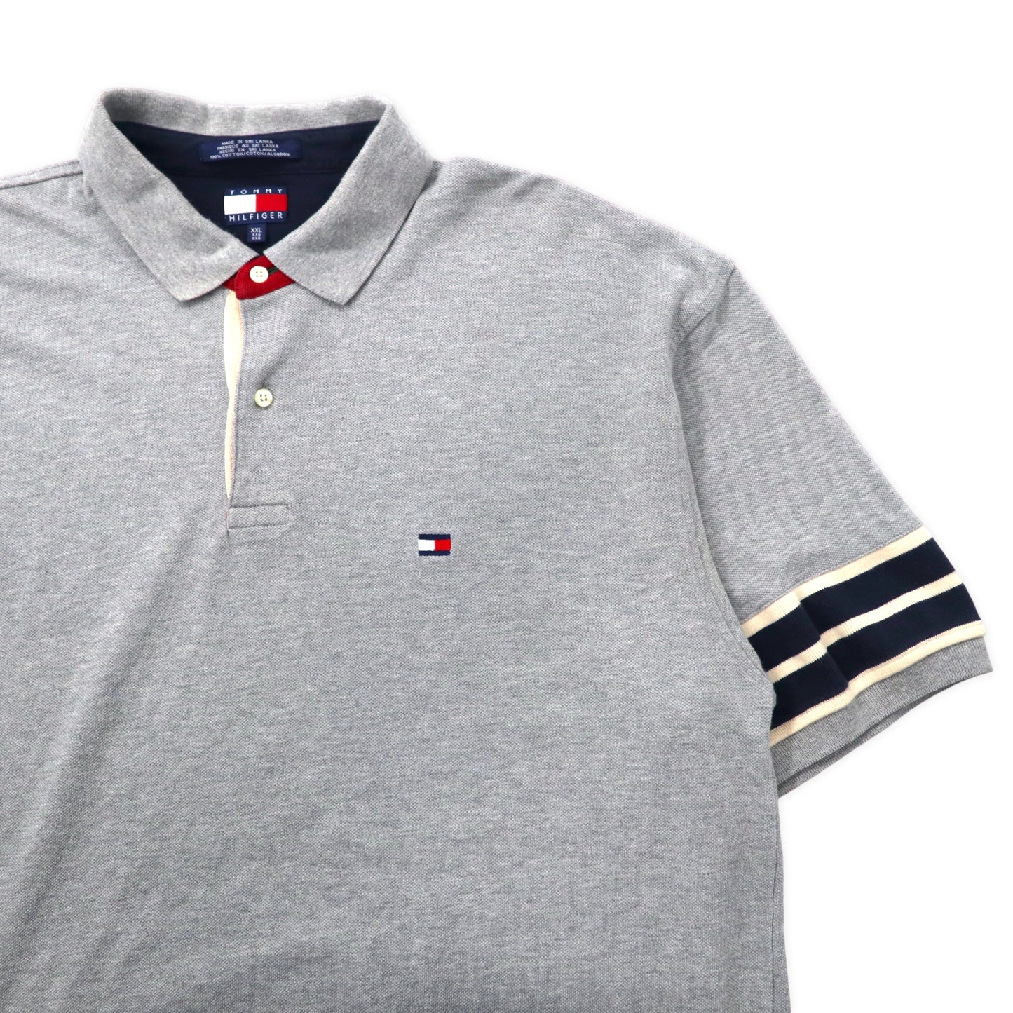 TOMMY HILFIGER 90年代 ポロシャツ XXL グレー コットン ワンポイントロゴ ビッグサイズ