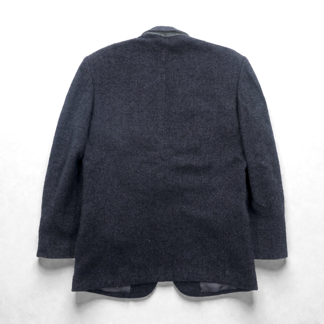 FRANCESCO FIORDELLI Tweed 2B Tailored Jacket, Leather, Medium, Wool, Charcoal Gray