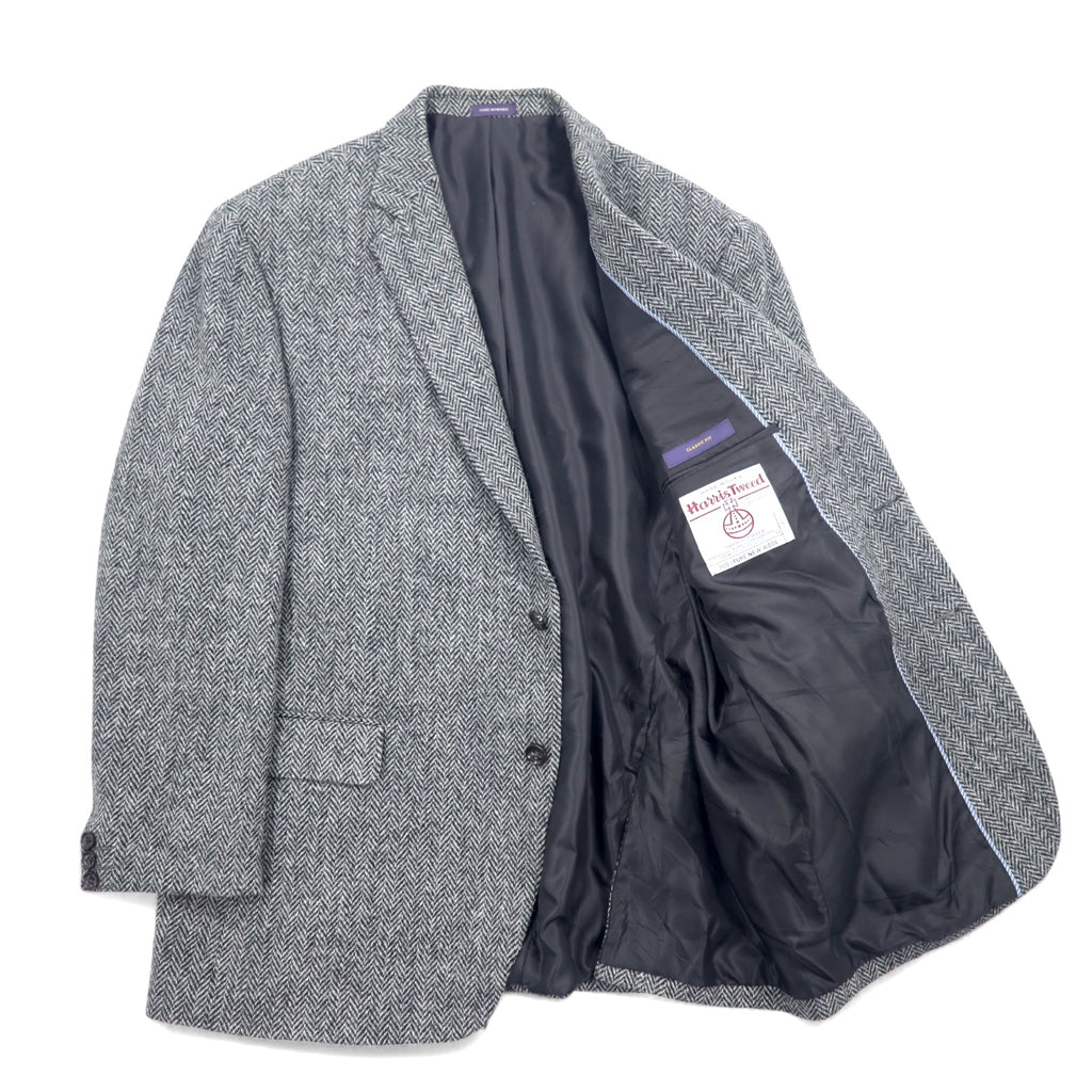 Harris Tweed x Stafford Tweed Tailored Jacket L Grey Wool CLASSIC FIT Made in Mexico