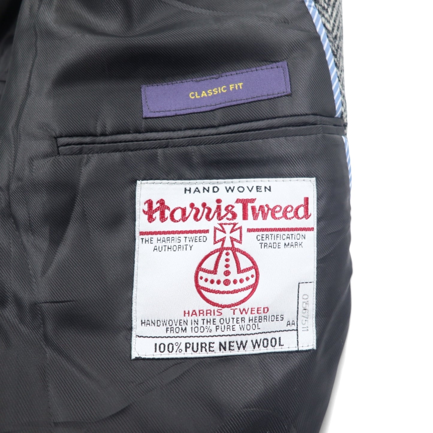 Harris Tweed × STAFFORD ツイード テーラードジャケット L グレー  ウール CLASSIC FIT メキシコ製