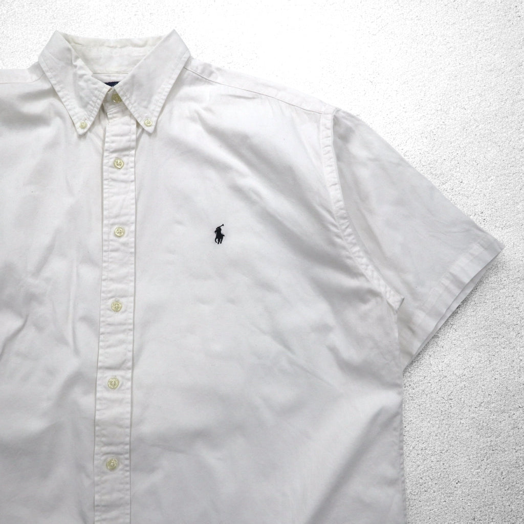 Ralph Lauren 90年代 BLAKE 半袖 オックスフォード ボタンダウンシャツ XL ホワイト スモールポニー刺繍