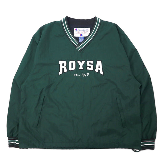 Champion 90年代 リブライン ピステ プルオーバー ナイロンジャケット L グリーン カレッジ ROYSA ビッグサイズ