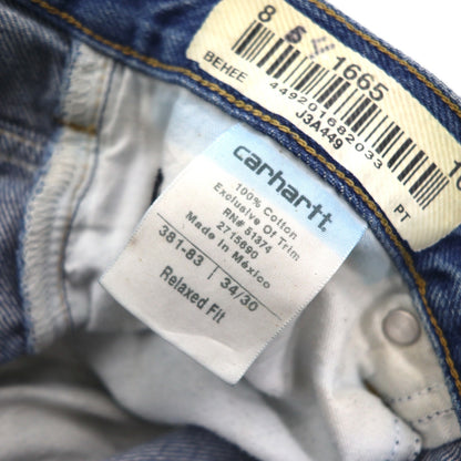 Carhartt Baggy Relaxed Fit Denim Jeans, Size L, Indigo, Tapered, Size 381-83