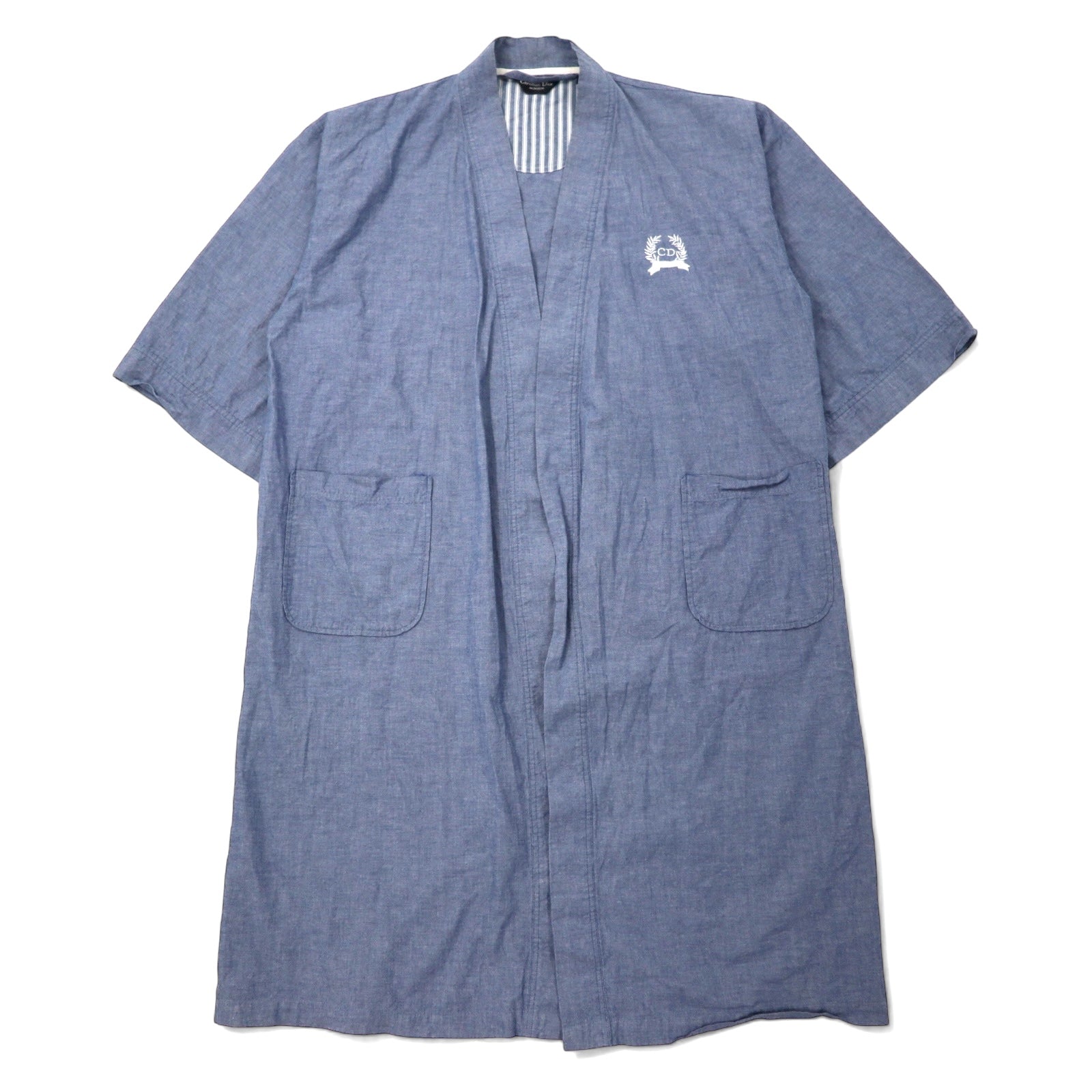日本然リトテ-古着オンライン-Christian Dior MONSIEUR オールド シャンブレー ガウン コート ONE ブルー コットン-Christian Dior MONSIEUR Vintage Chambray Gown Coat ONE Blue Cotton