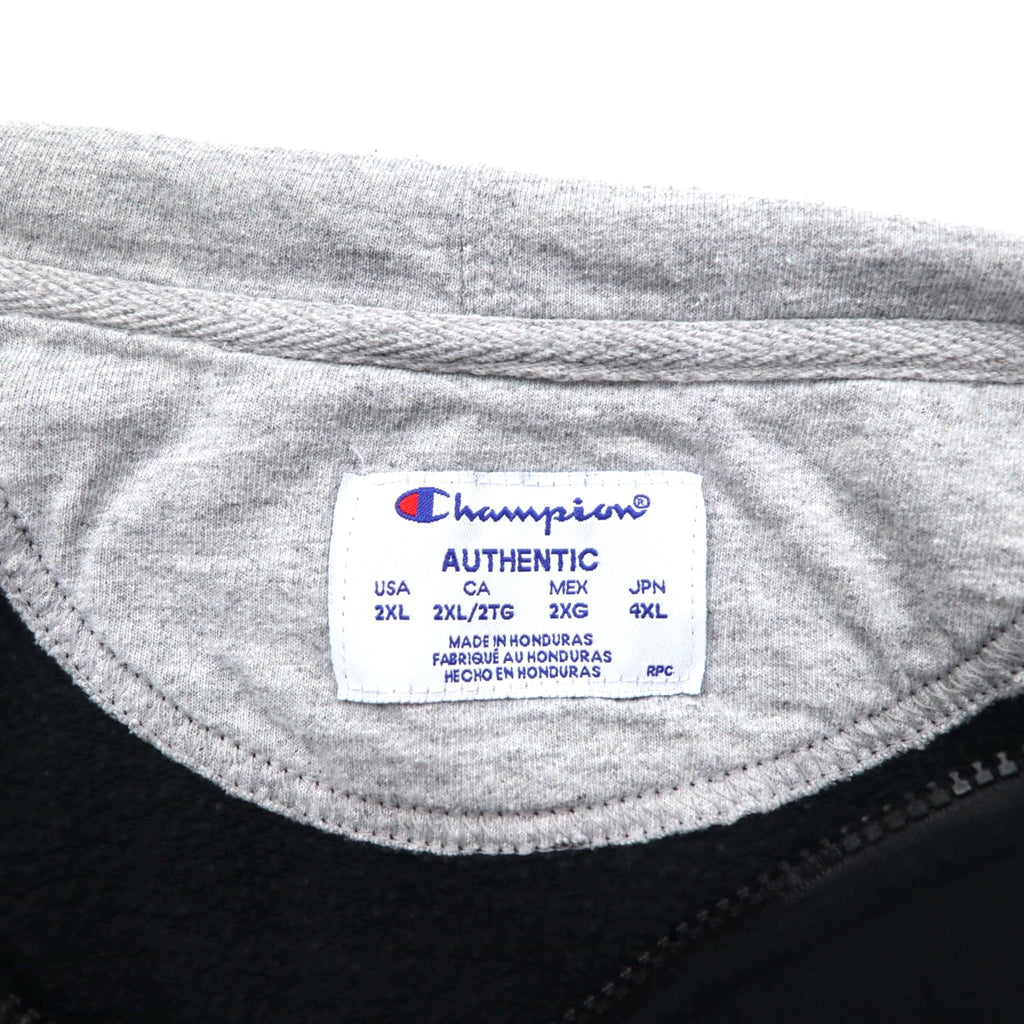 Champion Big Size Full Zip Hoodie 4XL Black One Point Logo Embroidery Made in Honduras