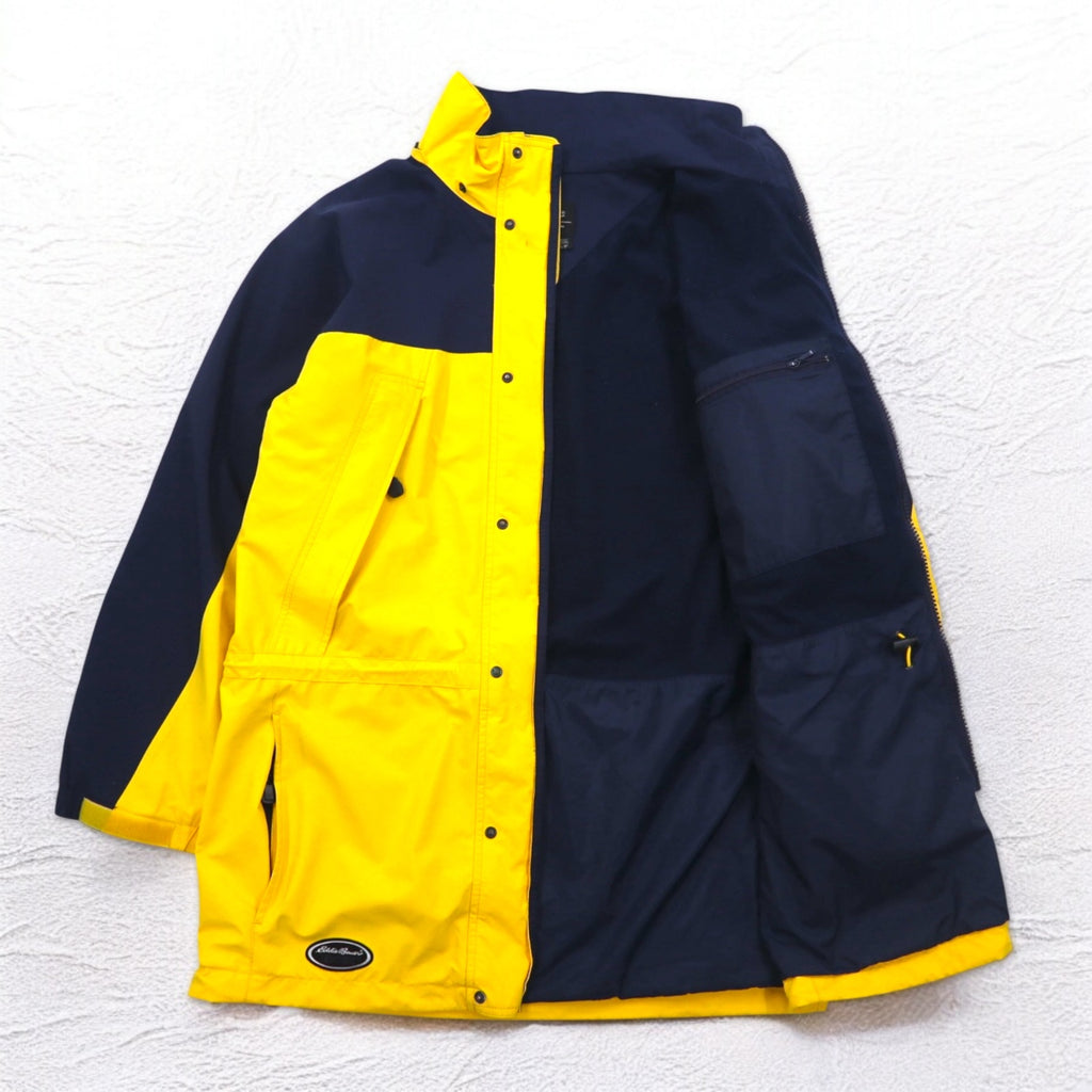 Eddie Bauer 90s EBTEK GORE-TEX Mountain Parka L Yellow Drawcord Detachable Hood