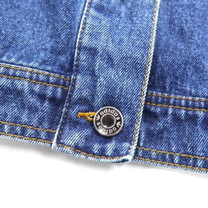 adidas Originals Cropped Denim Jacket, Size XL, Indigo, Wide Fit, Embroidered, Trefoil, 3-Stripes, Floral Print, IP3767