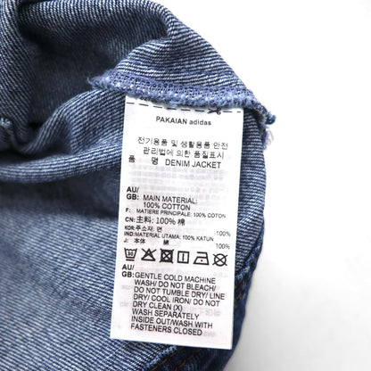 adidas Originals Cropped Denim Jacket, Size XL, Indigo, Wide Fit, Embroidered, Trefoil, 3-Stripes, Floral Print, IP3767