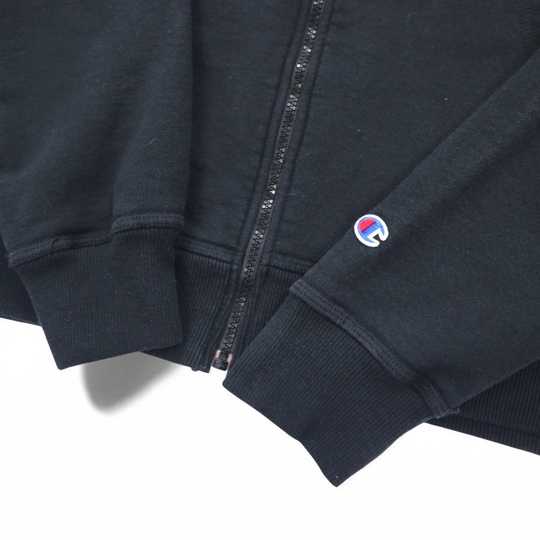 Champion Big Size Full Zip Hoodie 4XL Black One Point Logo Embroidery Made in Honduras
