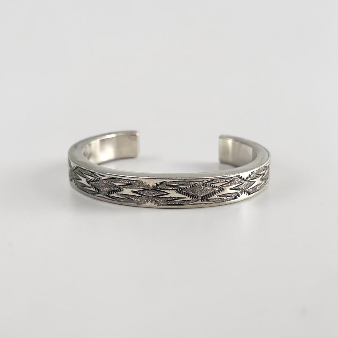 Native American Navajo Style Sterling Silver Stamped Cuff Bracelet Arrow Thunderbird Design Vintage