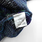 FANTASIE DI SETTEMBRE 90s Made in Italy Jacquard Knit Sweater, Large, Blue Wool Allover Pattern, Border