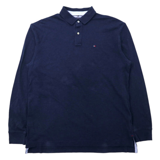 日本然リトテ-古着オンライン-TOMMY HILFIGER 長袖ポロシャツ XL ネイビー コットン CLASSIC FIT ビッグサイズ-TOMMY HILFIGER Long Sleeve Polo Shirt XL Navy Cotton Classic Fit Big Size