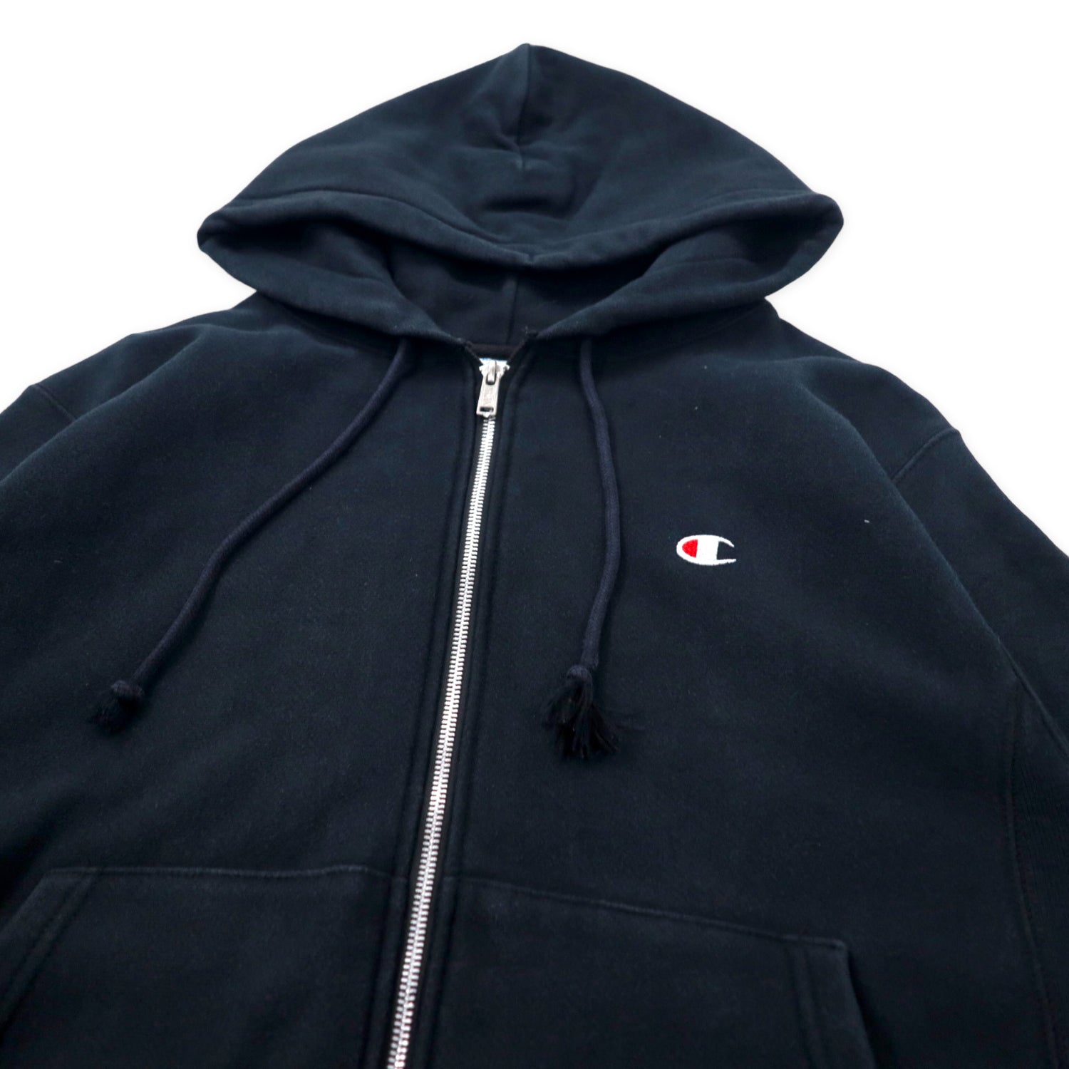 Champion Reverse Weave ZIP UP HOODIE L Black Cotton BRUSHED LINING