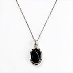 Vintage Silver 925 Black Onyx Necklace ブラックオニキス シルバーネックレス カボション ペンダント