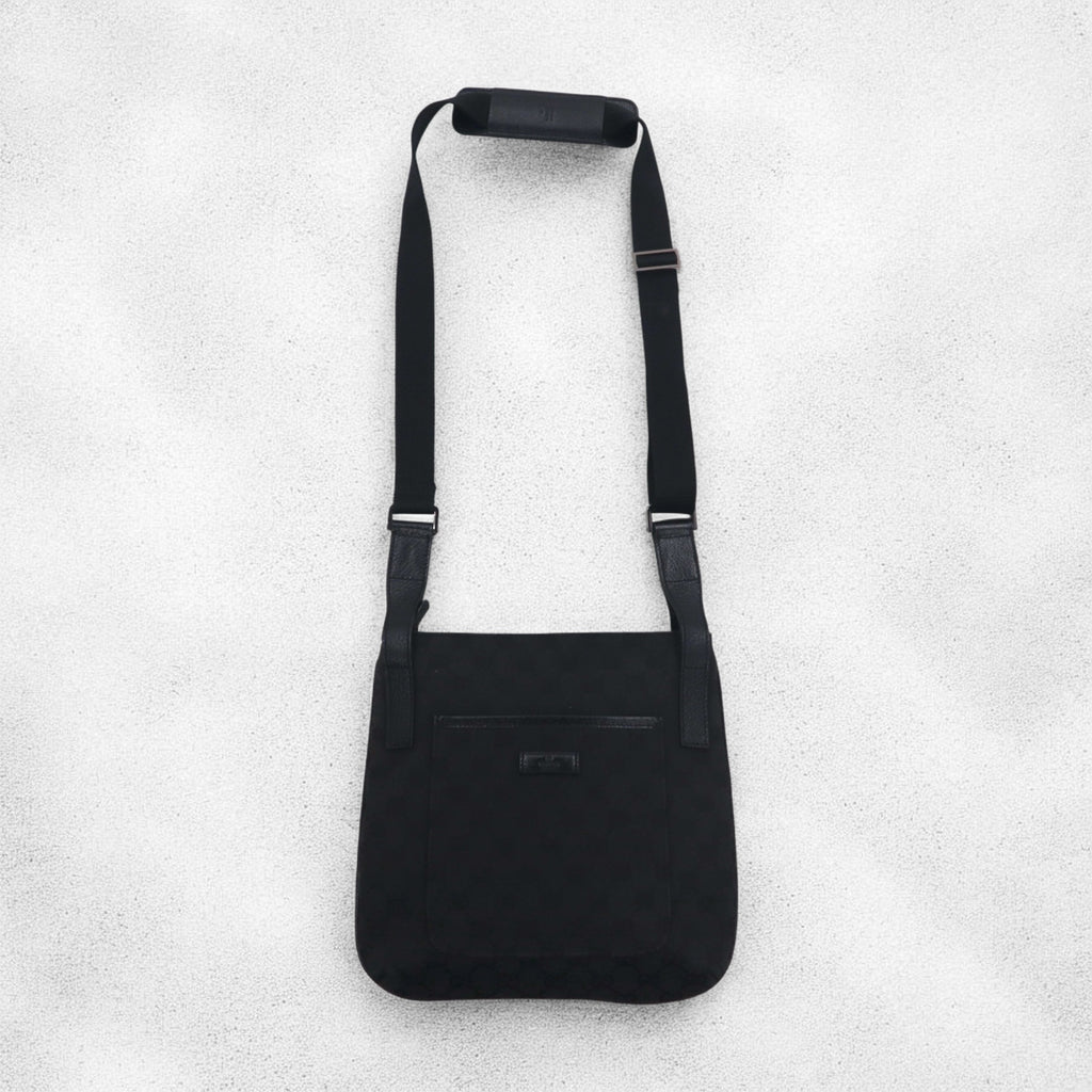 GUCCI GG Supreme Canvas Shoulder Bag Black Leather 122793 467891 Made in Italy