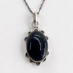Vintage Silver 925 Black Onyx Necklace ブラックオニキス シルバーネックレス カボション ペンダント