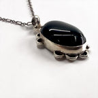 Vintage Silver 925 Black Onyx Necklace ブラックオニキス シルバーネックレス カボション ペンダント