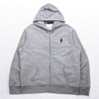 POLO RALPH LAUREN Polo Bear Embroidered Full Zip Hoodie XXL Grey Fleece Lining One Point Logo