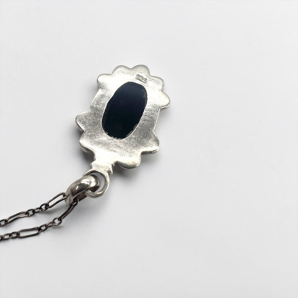 Vintage Silver 925 Black Onyx Necklace ブラックオニキス シルバーネックレス カボション ペンダント