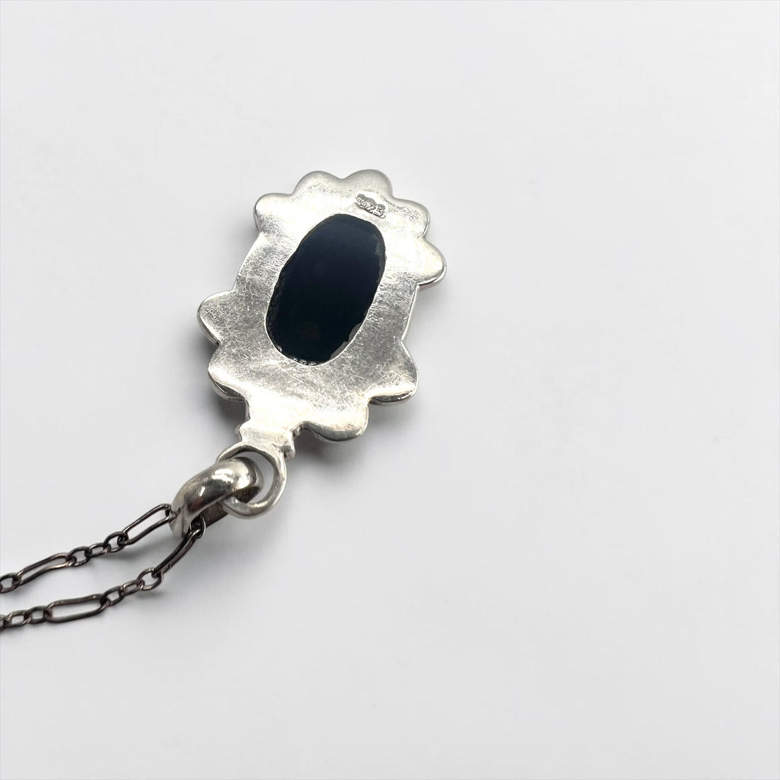 Vintage Silver 925 Black Onyx Necklace ブラックオニキス シルバーネックレス カボション ペンダント