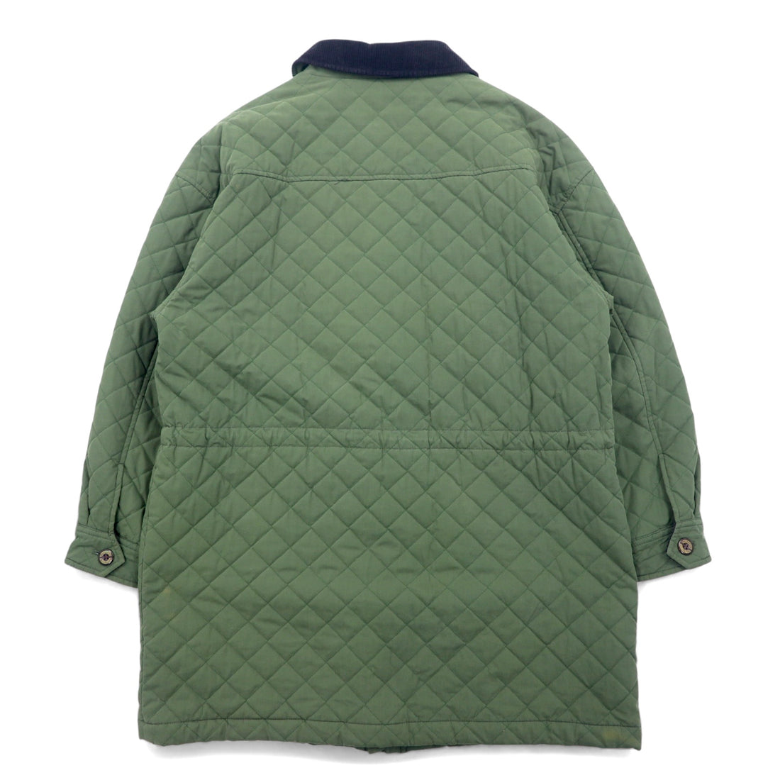 Burberrys 80s quilted jacket coat L khaki cotton polyester lining Nova check drawstring collar and sleeves corduroy