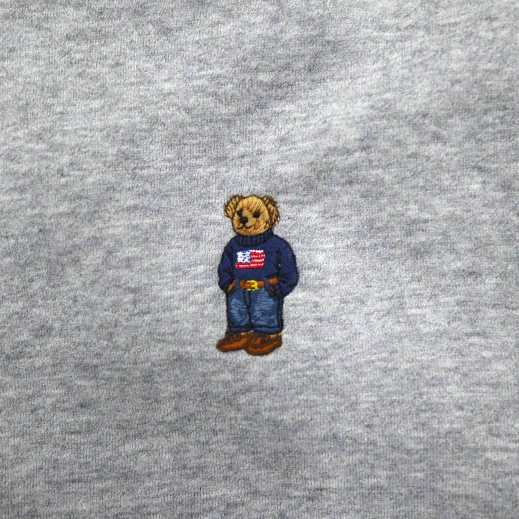 POLO RALPH LAUREN Polo Bear Embroidered Full Zip Hoodie XXL Grey Fleece Lining One Point Logo