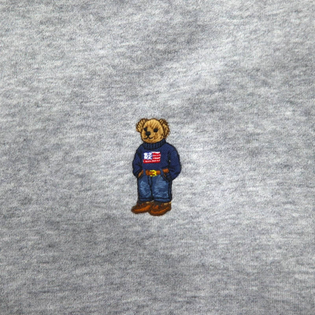 POLO RALPH LAUREN Polo Bear Embroidered Full Zip Hoodie XXL Grey Fleece Lining One Point Logo
