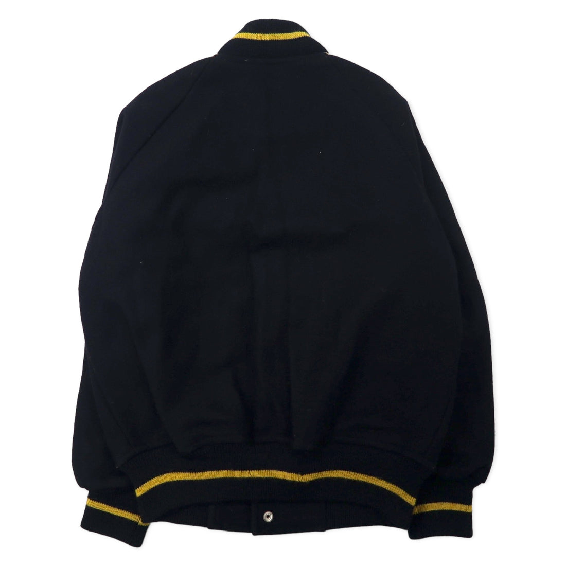 VAN -JAC- Leather switching stadium jacket M black beige ribline wool cowhide