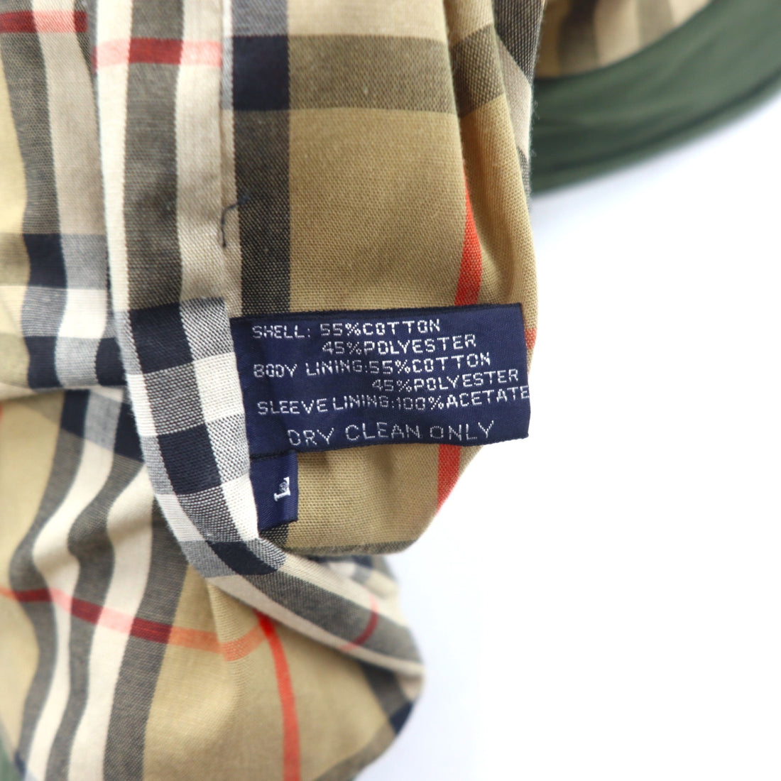 Burberrys 80s quilted jacket coat L khaki cotton polyester lining Nova check drawstring collar and sleeves corduroy