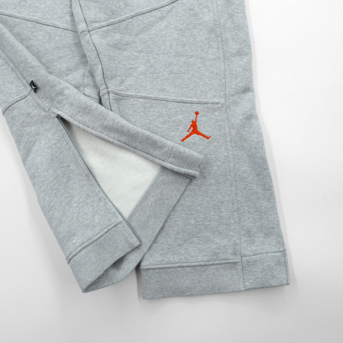 JORDAN BRAND (NIKE) Heavyweight Wide Sweatpants Jersey L Gray Slit Hem Zipper 228588-051