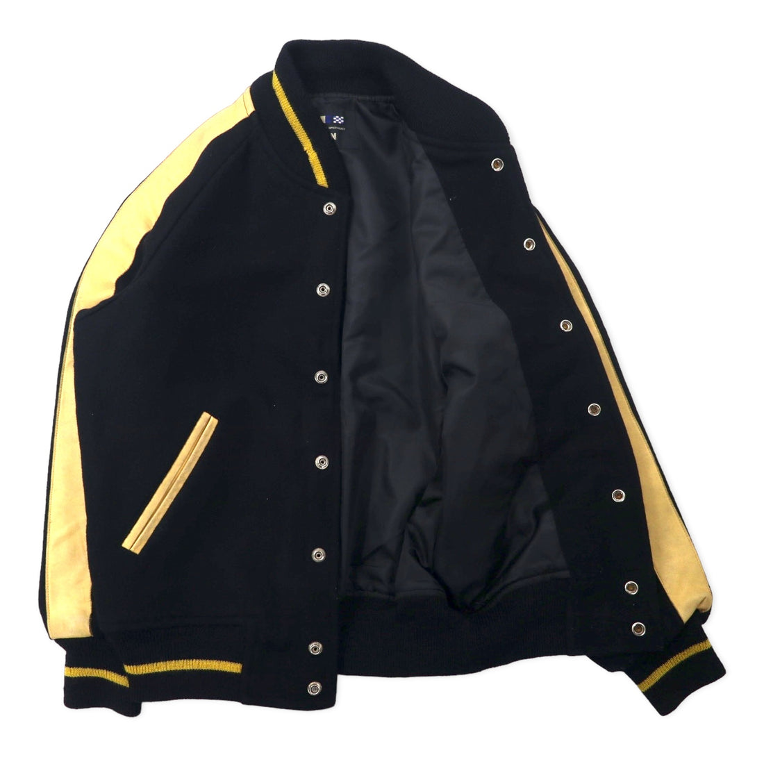 VAN -JAC- Leather switching stadium jacket M black beige ribline wool cowhide