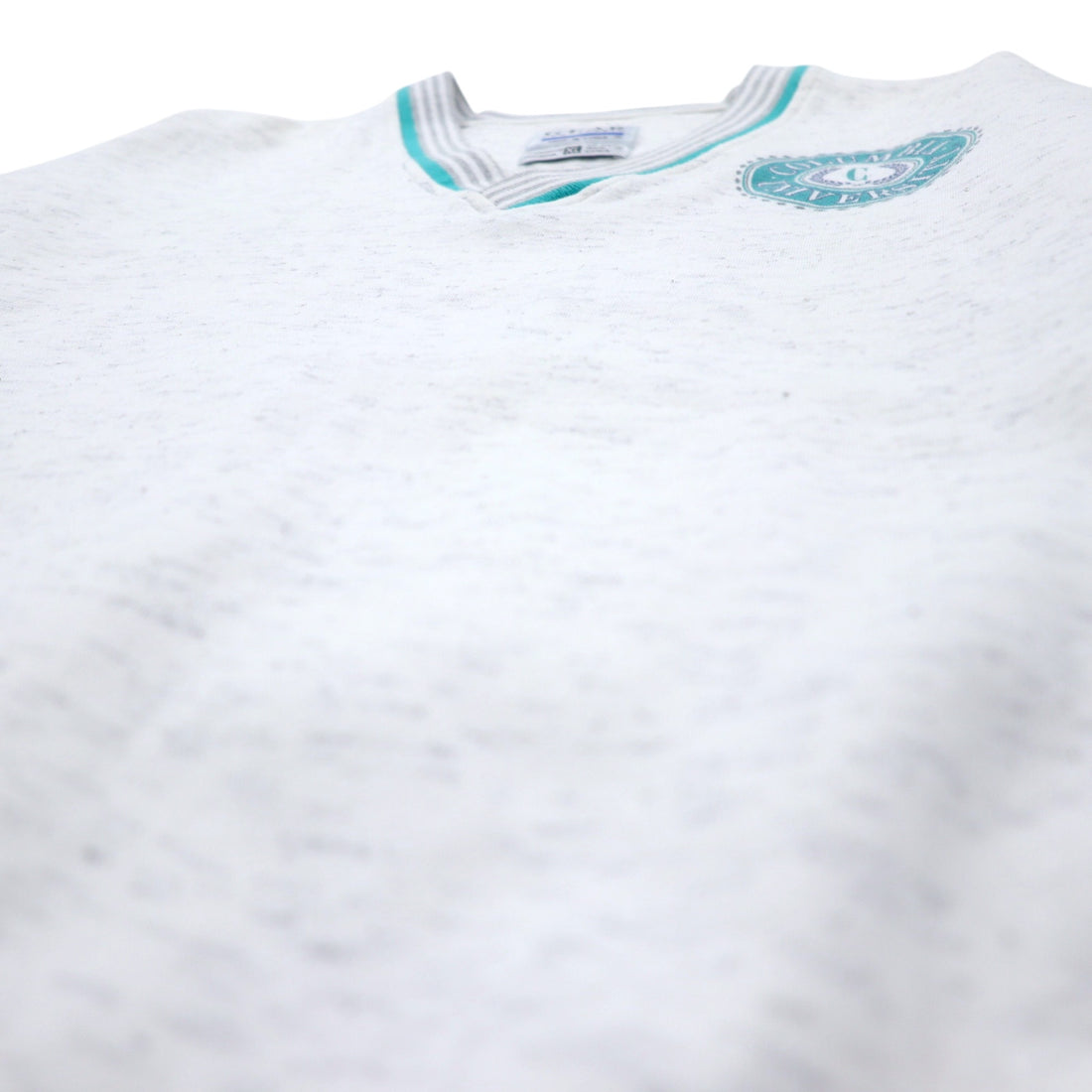 90s GEAR FOR SPORTS V-neck ribbed sweatshirt, XL, white, polyester, cotton, college print, COLUMBIA UNIVERSITY