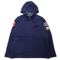 日本然リトテ-古着オンライン-VAN -JAC- デニム フーデッド スウィングトップ M ブルー コットン 濃紺 ロゴ刺繍 ワッペン-VAN -JAC -Denim Hooded Swing Top M Blue Cotton Dark Blue Logo Embroidery Patch